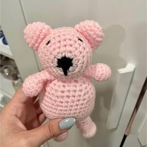 Handmade Pink Crochet Bear Plush